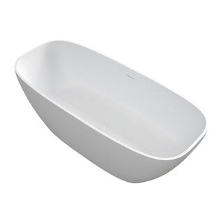 MEDUNJESS Milan 67 in. Stone Resin Solid Surface Matte Flatbottom Freestanding Bathtub in White FS306-1700