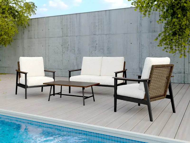 Cozumel Mid-century Modern 4 Piece Deep Seating Patio Set