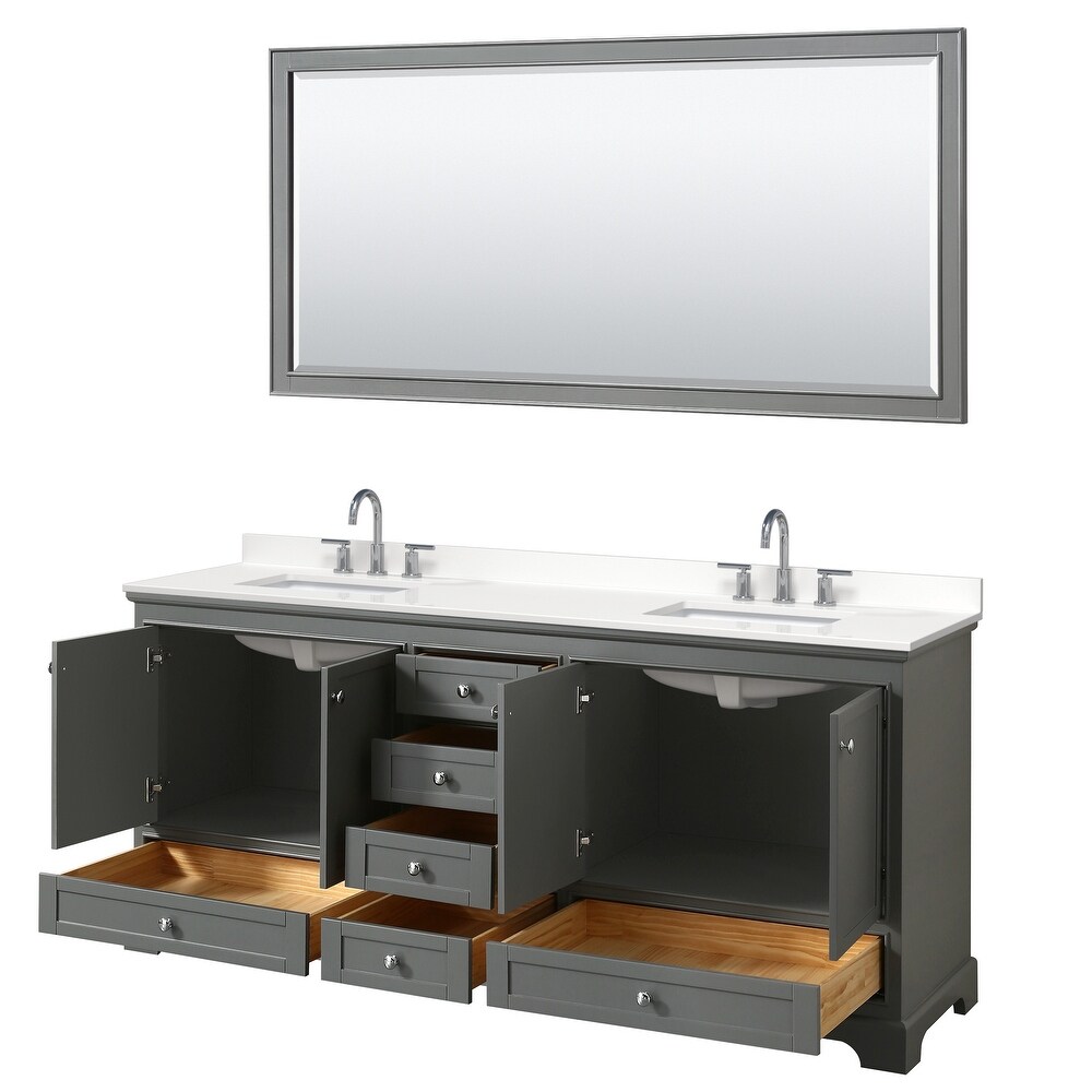 Deborah 80 inch Double Vanity  Quartz Top  70 inch Mirror