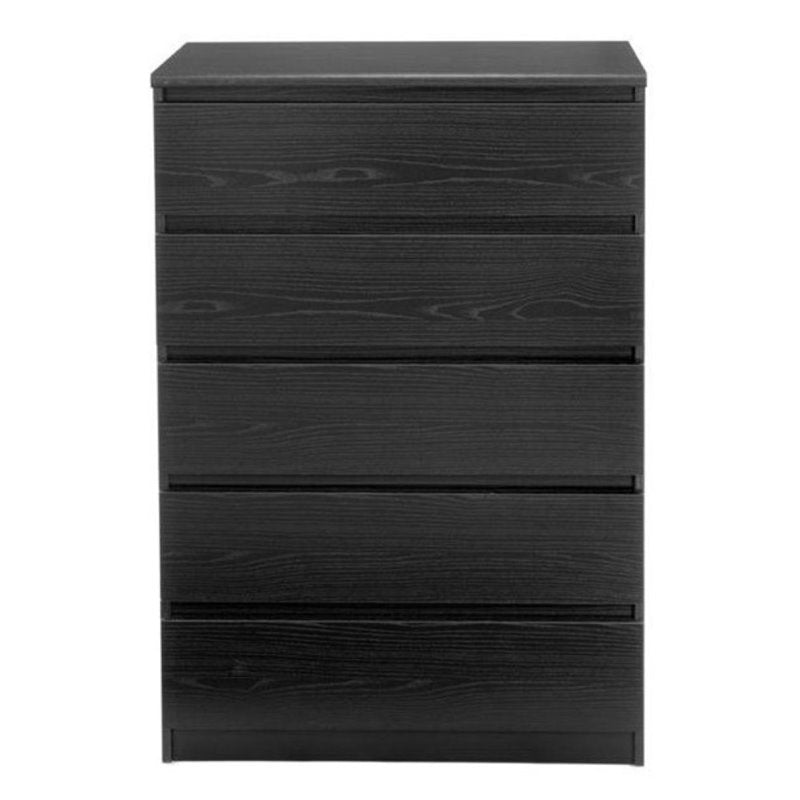 Bowery Hill Contemporary 5 Drawer Wood Chest in Black