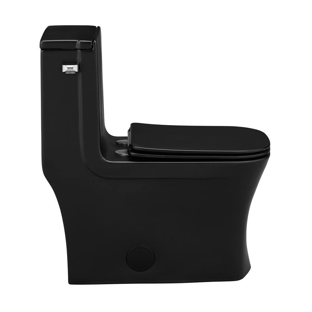 Swiss Madison Concorde 1-piece 1.28 GPF Single Flush Square Toilet in Matte Black Seat Included SM-1T107MB