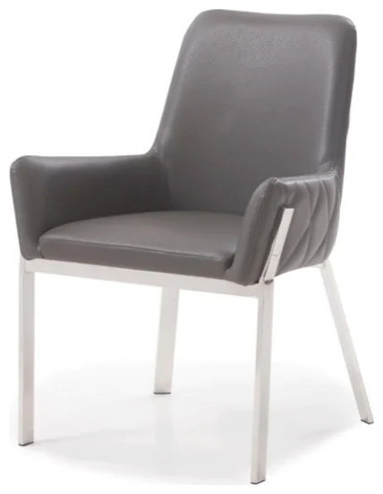 Kye Modern Gray Bonded Leather Dining Chair  Set of 2   Contemporary   Dining Chairs   by V.S.D Furniture  Houzz