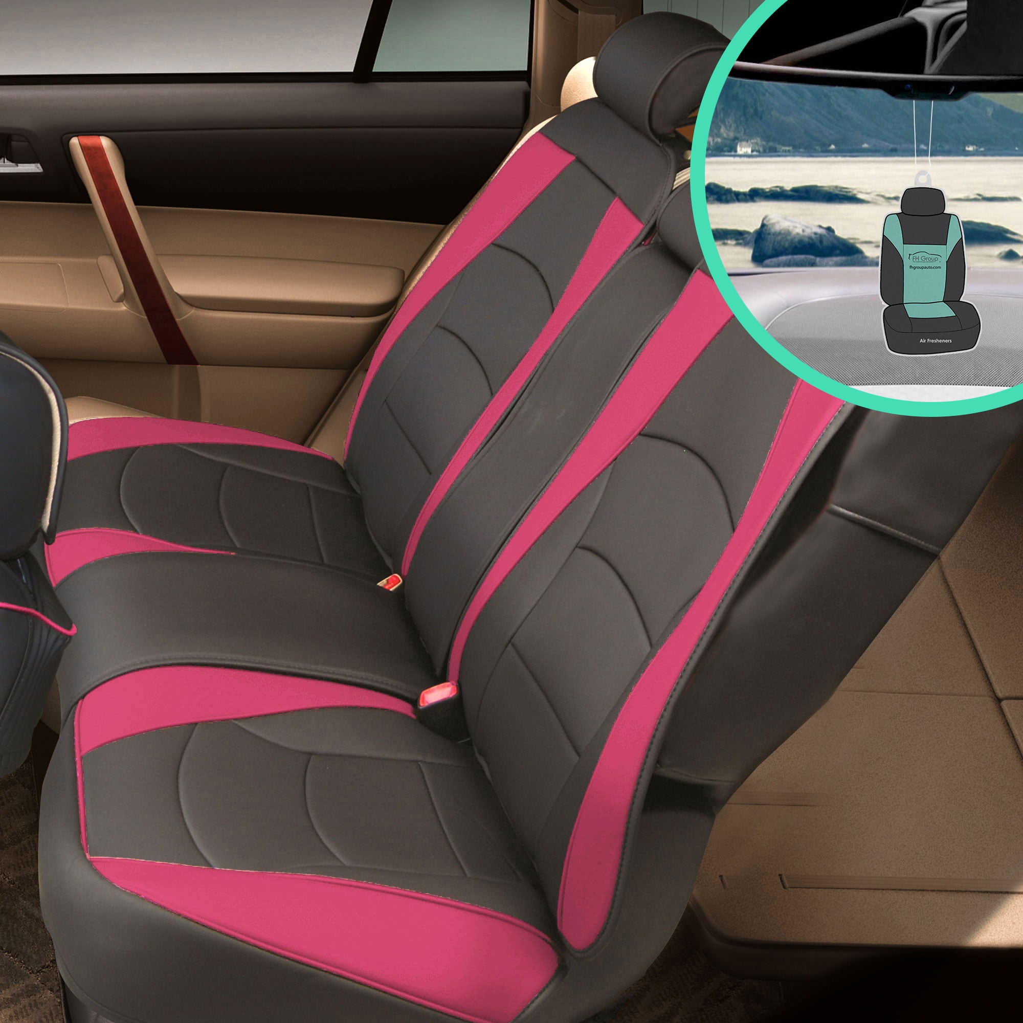 FH Group Ultra Comfort Leatherette Rear Set Seat Cushions with Bonus Air Freshener