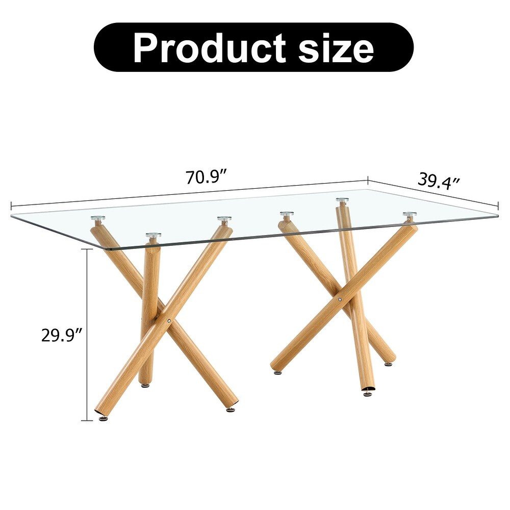 Large Modern Minimalist Rectangular Glass Dining Table   N/A