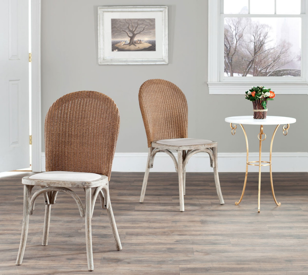 Caley 19  x27 x27h Rattan Side Chair  Set of 2 Taupe/ Pickled Oak   Tropical   Dining Chairs   by Virgil Stanis Design  Houzz