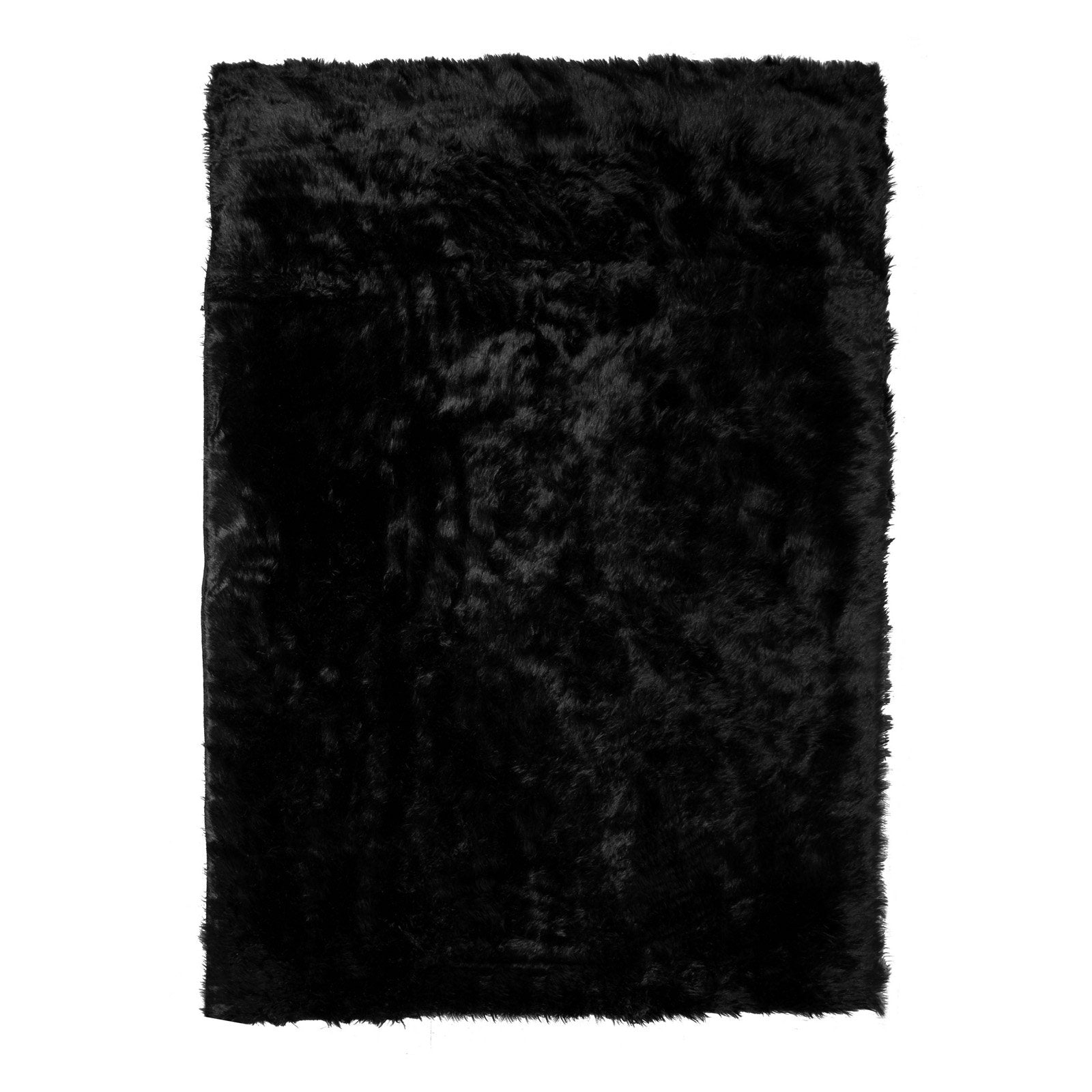 Ailis Faux Sheepskin Fur Area Rug Black Rectangular 7x5