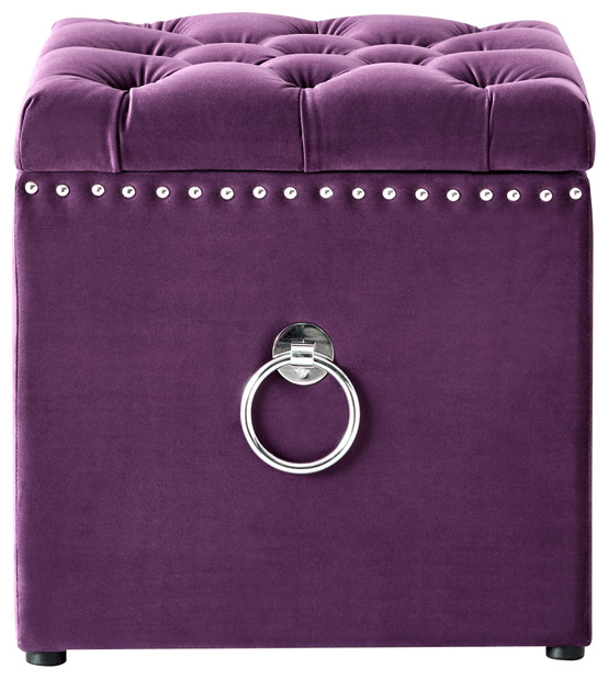 18 quotPurple Velvet And Black Tufted Storage   Contemporary   Footstools And Ottomans   by HomeRoots  Houzz