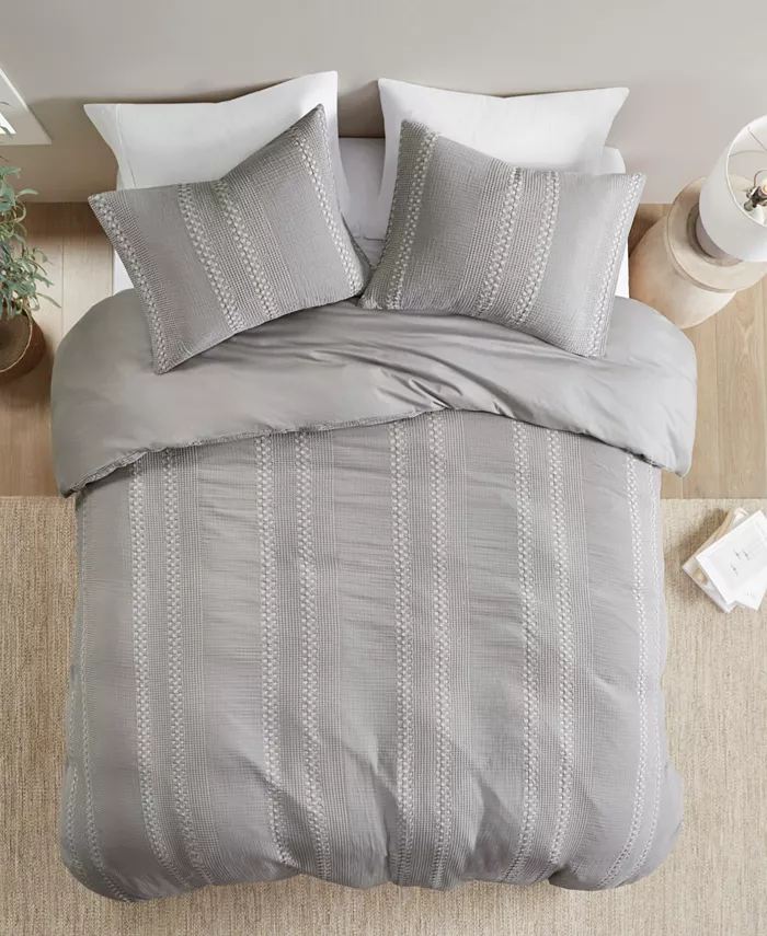 Urban Habitat Darby Lightweight 3 Piece Soft Cotton Gauze Waffle Weave Duvet Cover Set， Full Queen