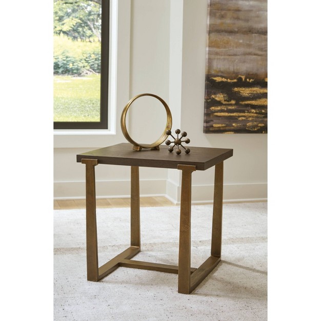 Balintmore Square End Table Metallic Brown beige Signature Design By Ashley