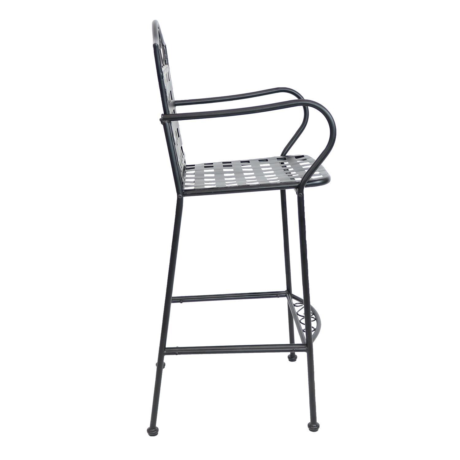 Ultimate Patio Wrought Iron Patio Bar Chair W/ Scrolling Design