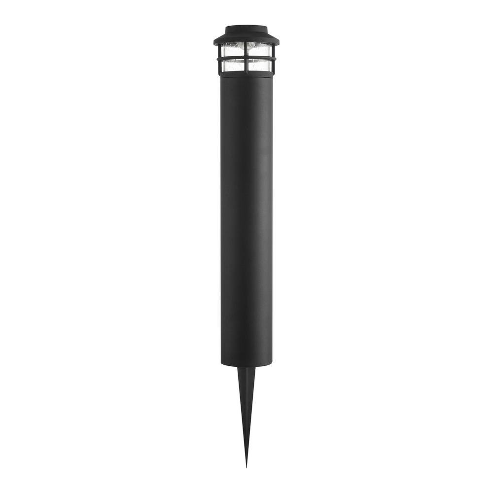 Hampton Bay Marion 20''H Black Low Voltage LED Bollard Path Light with Seeded Glass LBW1501LX-01