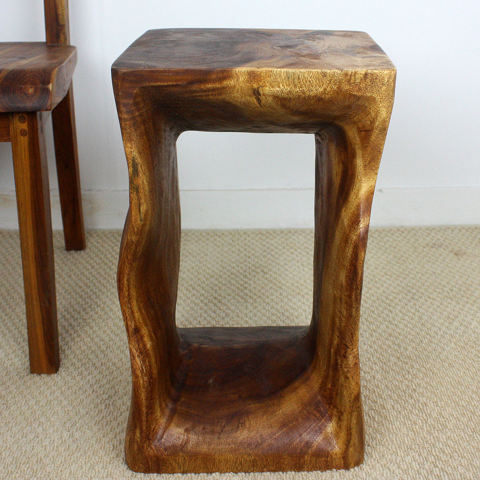 Haussmann Wood Natural Stool End Table 12 In Sq X 20 In High Walnut Oil   Rustic   Side Tables And End Tables   Other   by Haussmann Inc.  Houzz