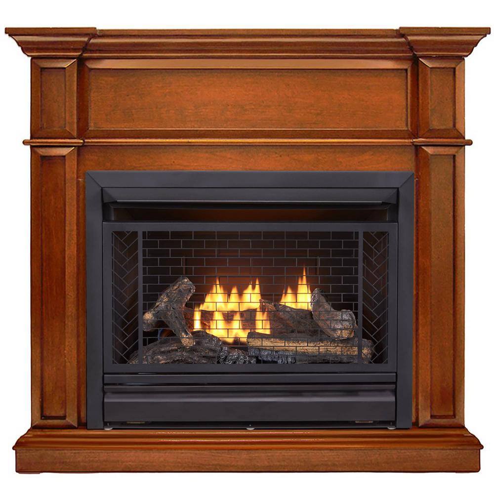 BLUEGRASS LIVING 26000 BTU Vent Free Natural Gas Fireplace System Remote Control Apple Spice Finish B300RTN-3-AS