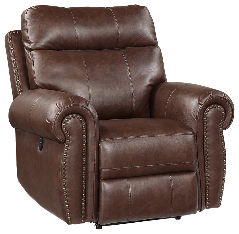 Lexicon Granville Traditional Microfiber Upholstered Power Recliner in Brown   Transitional   Recliner Chairs   by Homesquare  Houzz