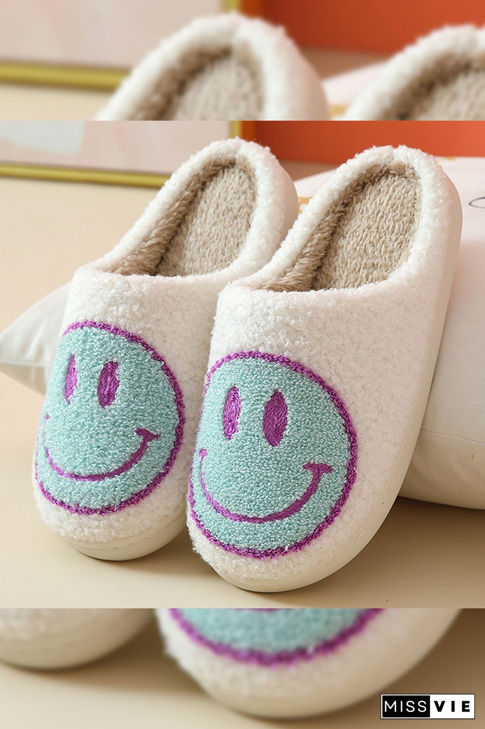 Smile Unisex Fluffy Slippers