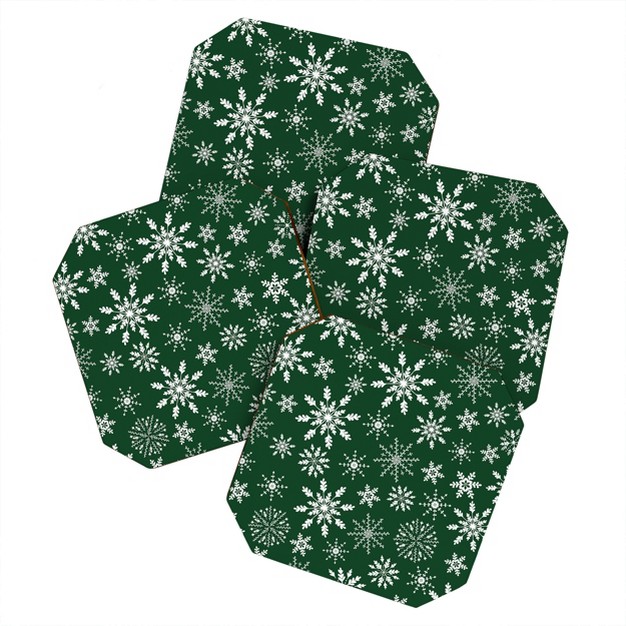 Iveta Abolina Silent Night Green Coaster Set deny Designs