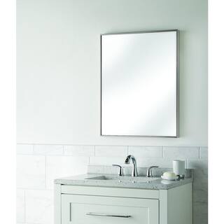 Glacier Bay 22 in. W x 28 in. H Framed Rectangular Bathroom Vanity Mirror in Brush Nickel HDE00495