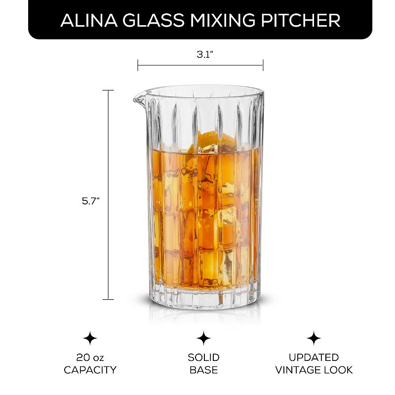 JoyJolt Alina Ribbed 20-oz. Cocktail Mixing Glass Pitcher