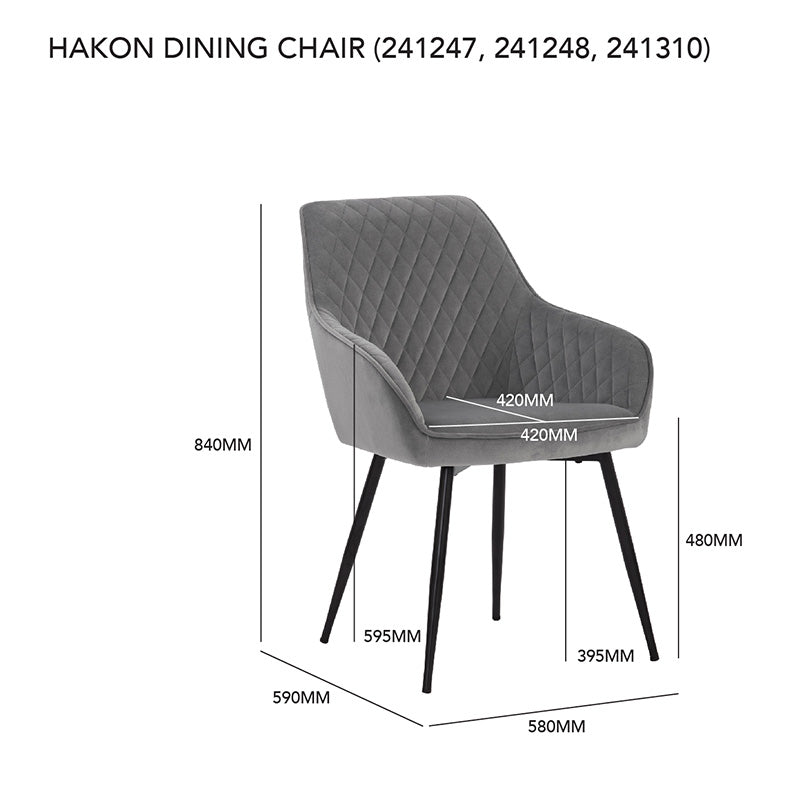 HAKON Dining Chair -  Grey & Black