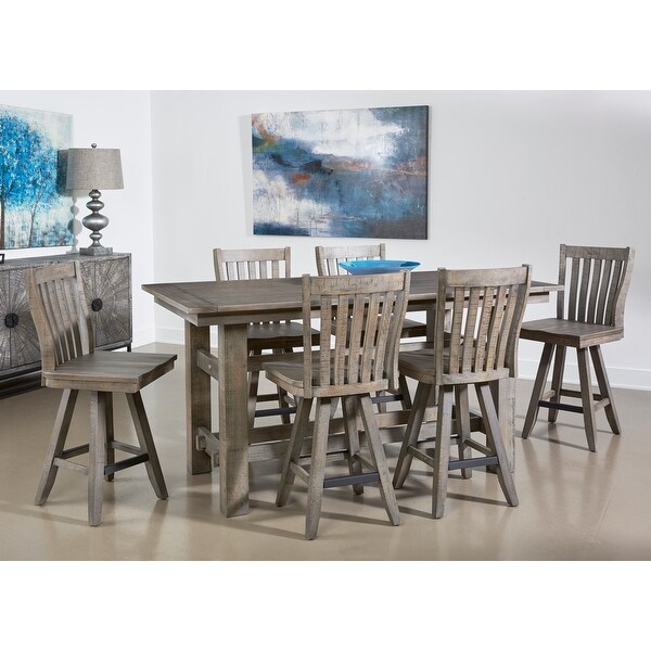 Somette Keystone Grey with a Brown Undertone Counter Height Swivel Barstool