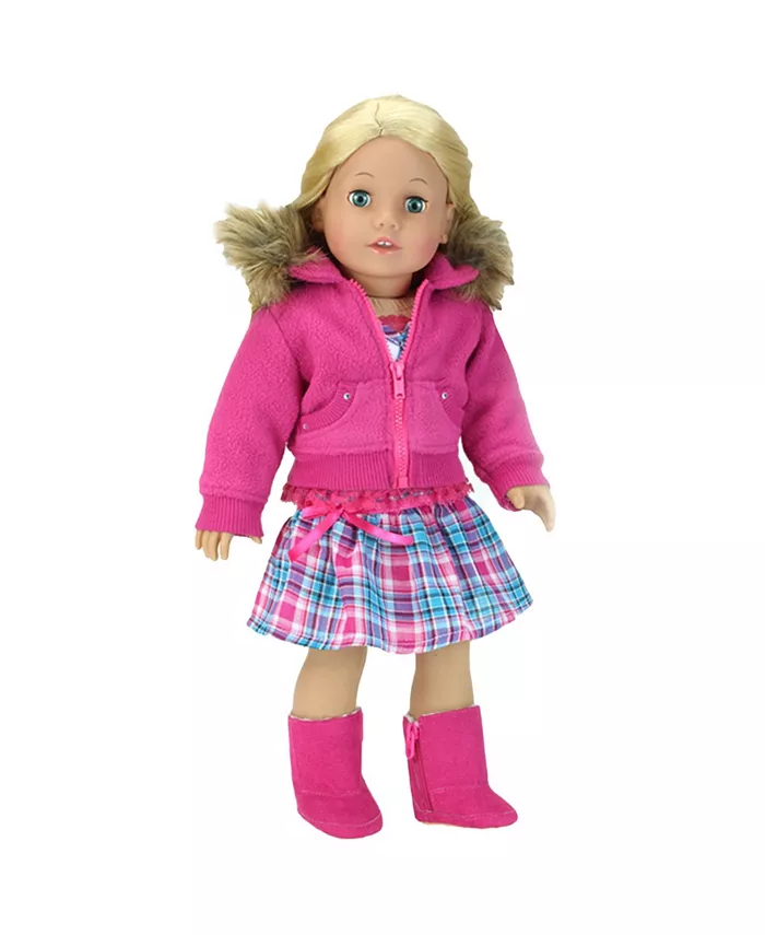 Teamson Kids Fleece Zip Up Sweatshirt with Collar For 18 Dolls