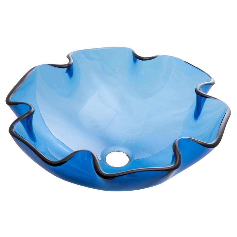 Eden Bath Wave Rim Glass Vessel Sink in Blue EB_GS50