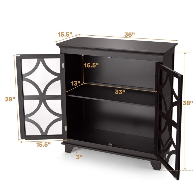 Kitchen Buffet Sideboard with Glass Doors and Adjustable Shelf   36\