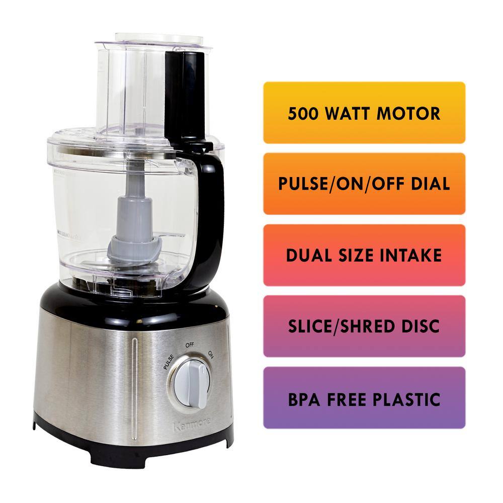 KENMORE Kenmore 11-Cup Food Processor and Vegetable Chopper Reversible SliceShred Disc 500W Black KKFPBlack