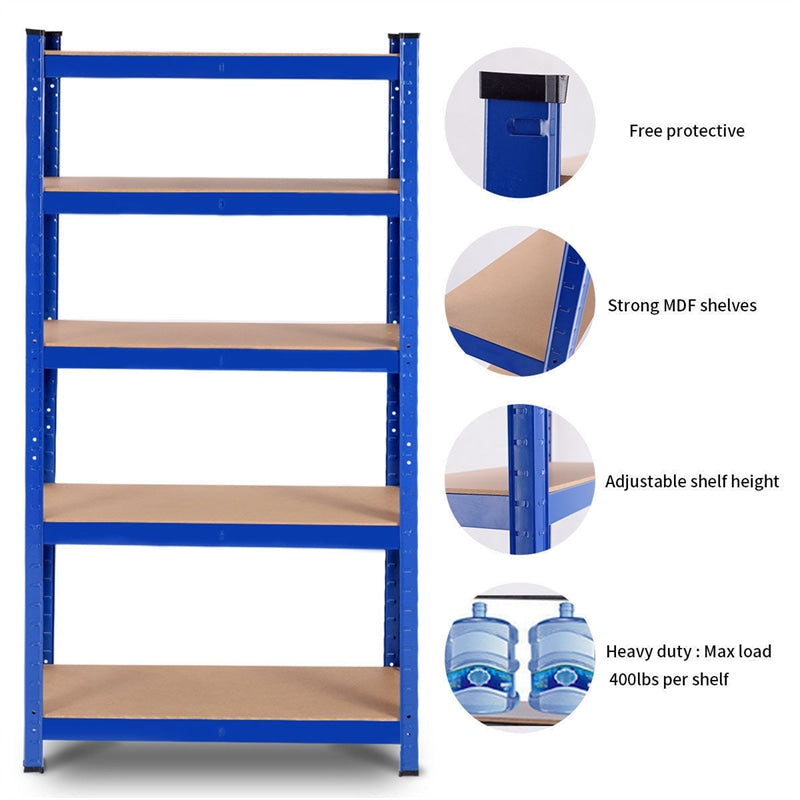 5 Tier Metal Garage Shelving for Storage Heavy Duty Garage Organization Adjustable Tool Utility Rack