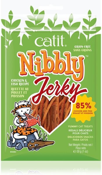 Catit Nibbly Chicken and Fish Cat Jerky Treat， 1.06-oz bag