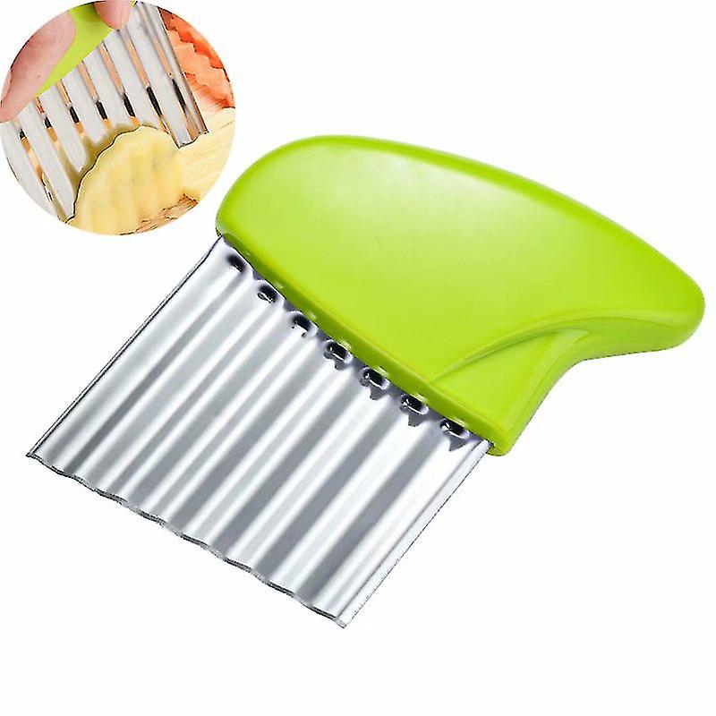 Kitchen Household Stainless Steel Multifunctional Wave Shaped Potato Cutter (green)