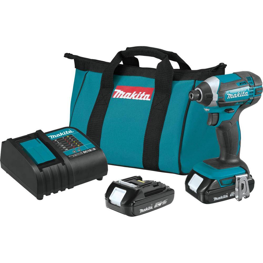 Makita 1.5 Ah 18V LXT Lithium-Ion Compact Cordless 14 in. Variable Speed Impact Driver Kit XDT11SY