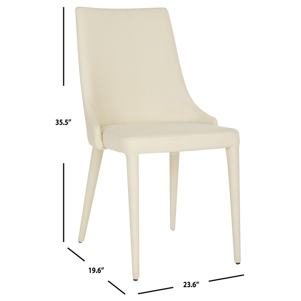 SAFAVIEH Dining Mid Century Modern Summerset Linen Beige Dining Chairs (Set of 2)