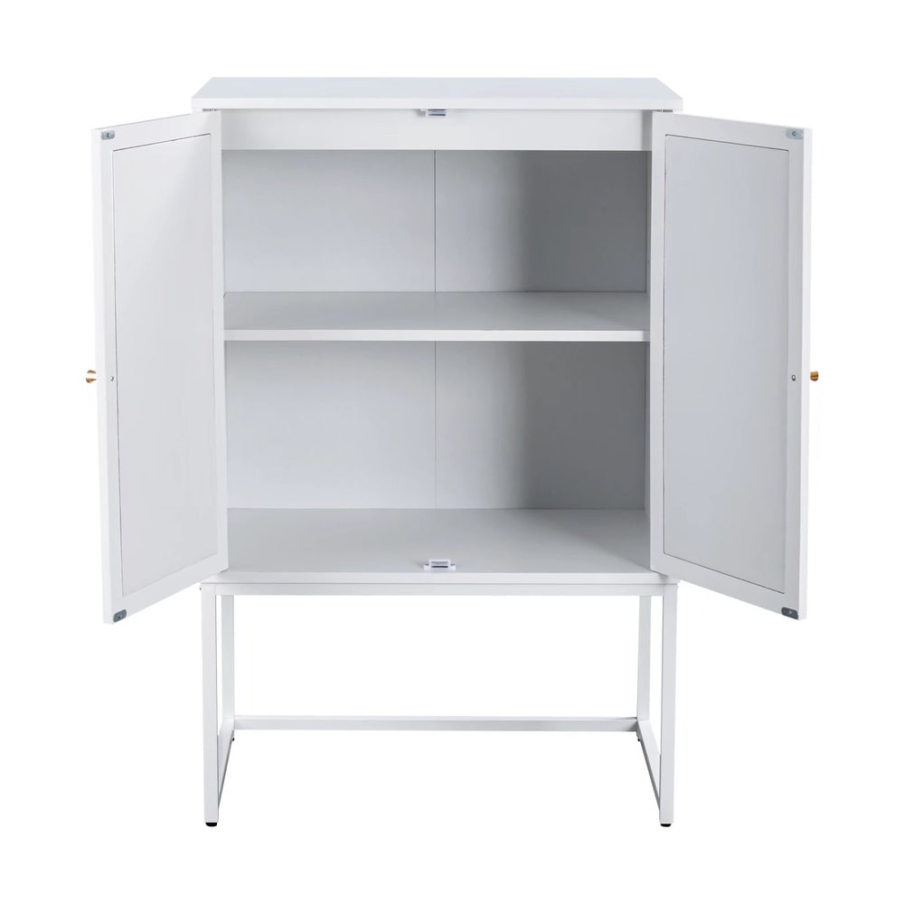 Natural Rattan 2 Door High Cabinet  Built in Adjustable Shelf  Easy Assembly  Free Standing Cabinet  for Living Room Bedroom