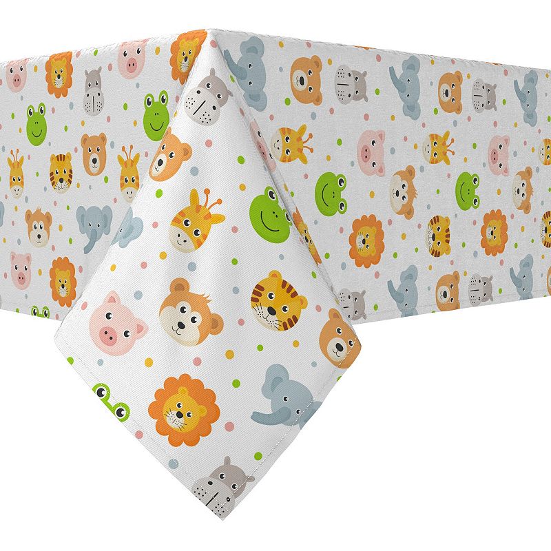 Rectangular Tablecloth， 100% Cotton， 52x104， Cheerful Animal icons