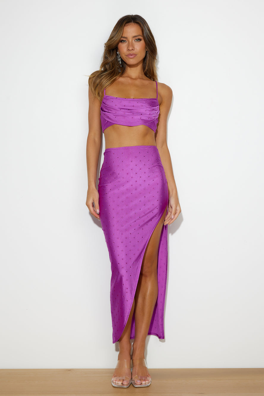 She's Got The Charm Midi Skirt Purple