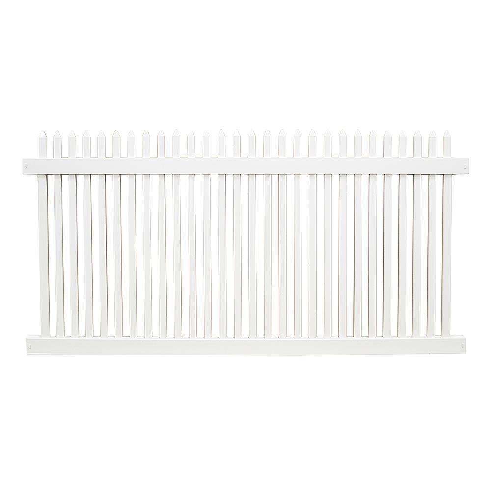 Weatherables Hartford 4 ft. H x 8 ft. W White Vinyl Picket Fence Panel Kit PWPI-1.5NR-4X8