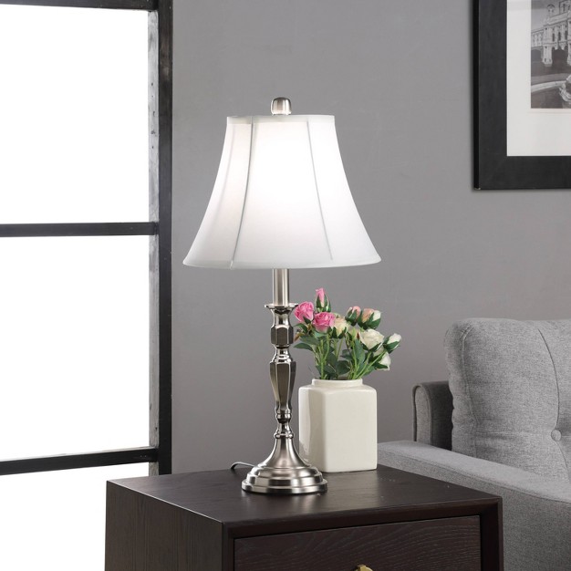 Traditional Satin Nickel Metal Table Lamp Silver Ore International