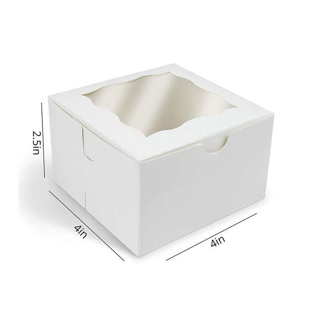 O x27 creme Small Bakery Cake Boxes With Window 4x4x2 5 Cupcakes Donuts Cookies Pastries Pack Of 50