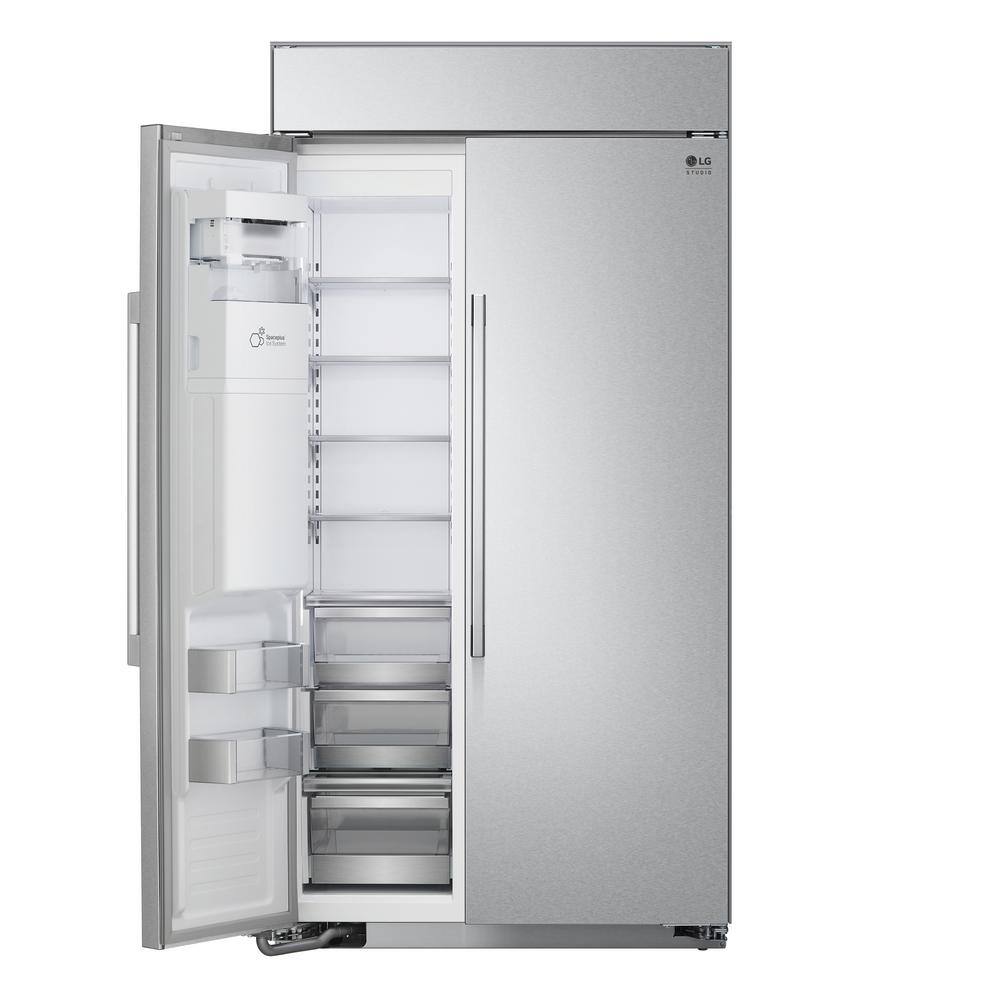 LG STUDIO 42 in. W 26.5 cu. ft. Built-in Side by Side Refrigerator with SpacePlus  In-Door ice in Stainless Steel Cabinet Depth SRSXB2622S