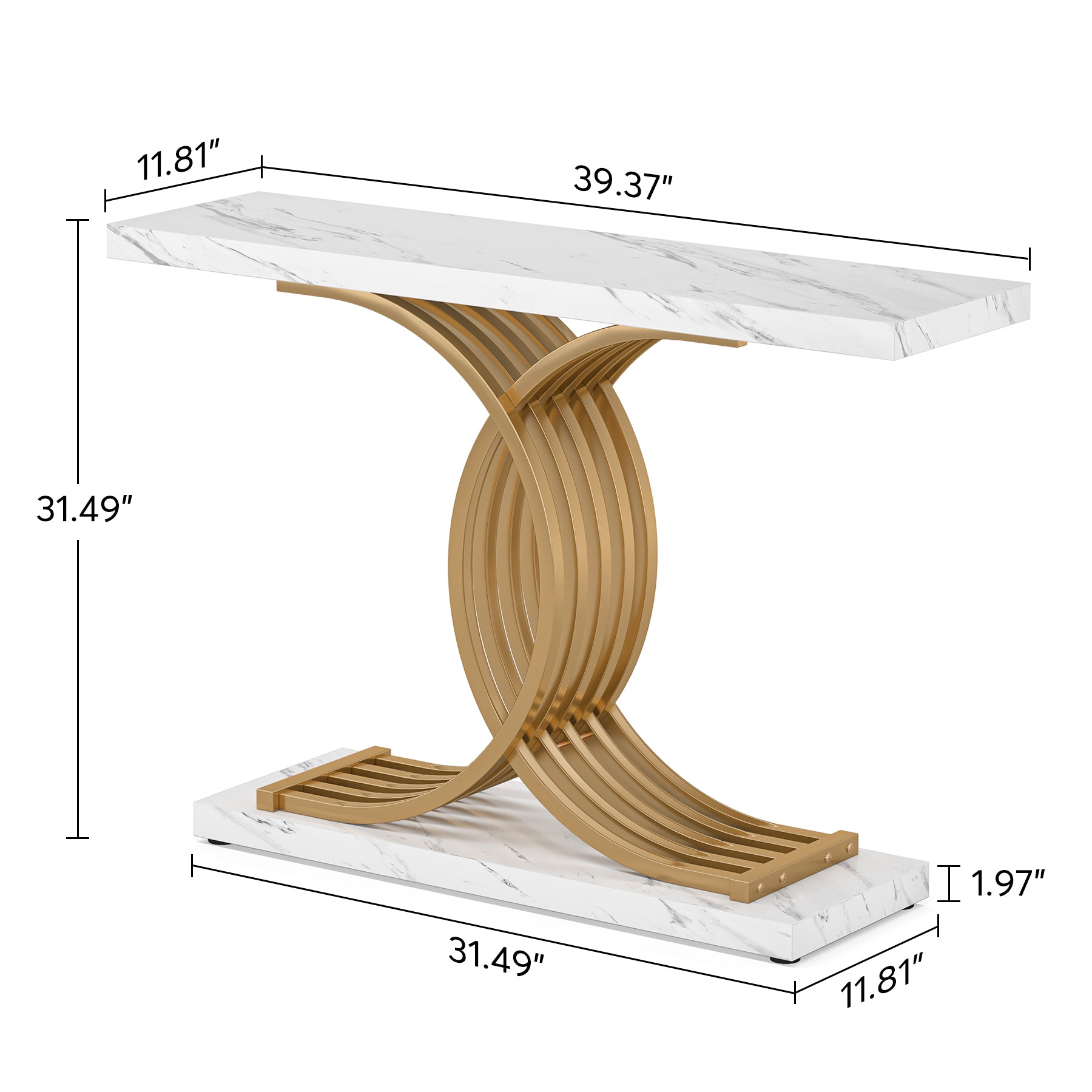 39 Console Table, Narrow Faux Marble Entryway Hallway Sofa Table