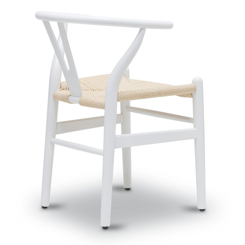 Poly and Bark Weave Chair   Solid Wood Frame (White)