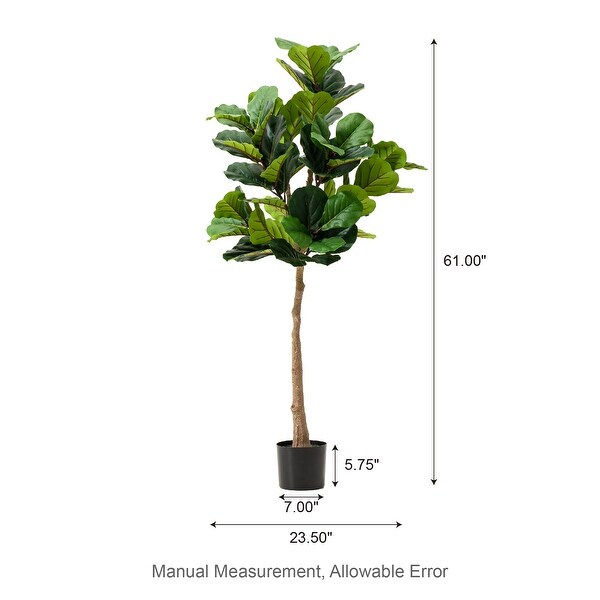 Glitzhome 5ft 61H Real Touch Fiddle Leaf Fig Artificial Tree in Pot