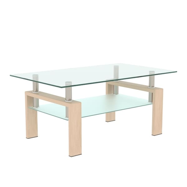 39.4 in. Brown Rectangle Metal Coffee Table with Glass Top