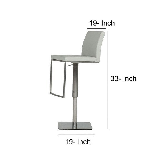 Cid 23 Inch Modern White Faux Leather Counter Bar Stool， Adjustable， Swivel - 18.5Lx18.75W x 33-42H， in inches