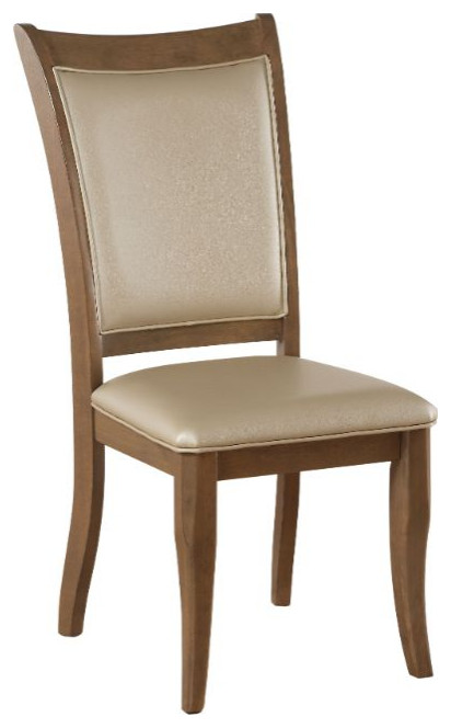 Acme Harald Side Chair Set of 2 Beige PU and Gray Oak   Transitional   Dining Chairs   by AMOC  Houzz