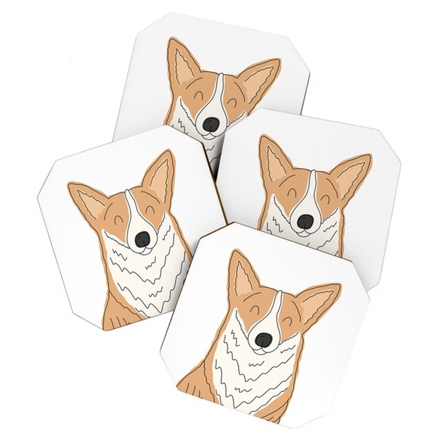 Allyson Johnson Welsh Corgi Portrait Set Of 4 Coasters Deny Designs