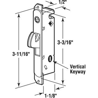 Prime-Line Mortise Lock 3-1116 in. Hole Centers Vertical Keyway Position Steel Construction E 2013