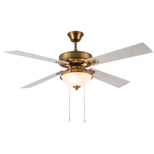 Leila River of Goods Brass and Glass 52-Inch Ceiling Fan with Light - 52