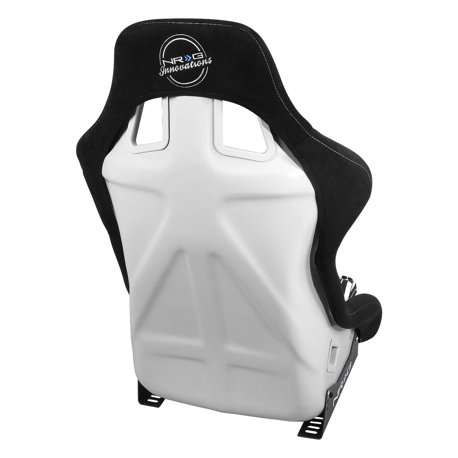 NRG Innovations Universal Bucket Racing Seat Black White YABA Design Large Size Fiberglass NGR-FRP-302-YABA